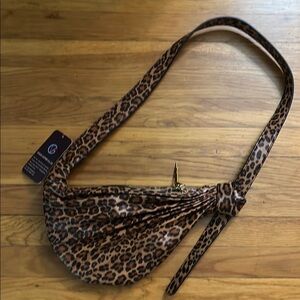 Betsey Johnson Leopard Print Bag with Skull Charm